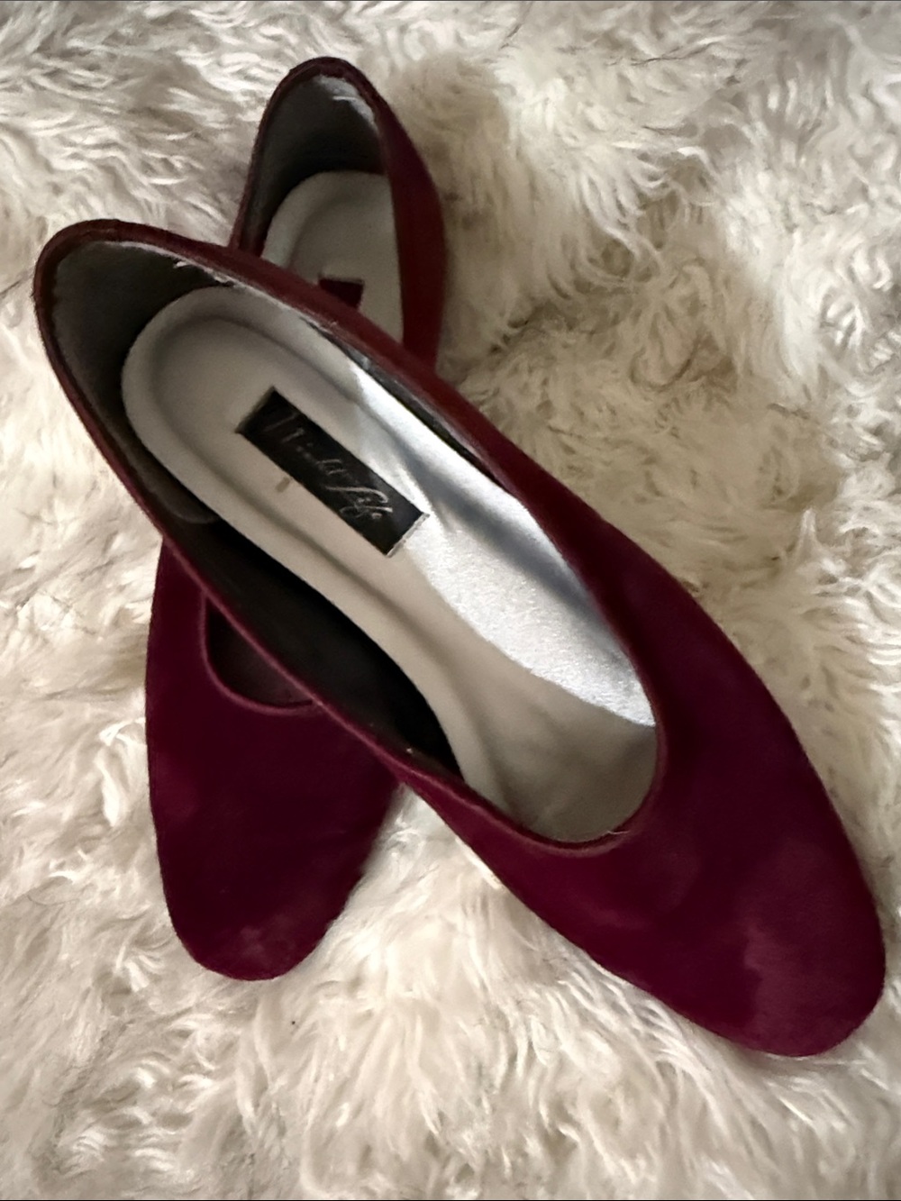 Women's Maroon Velvet Ballet Flats -